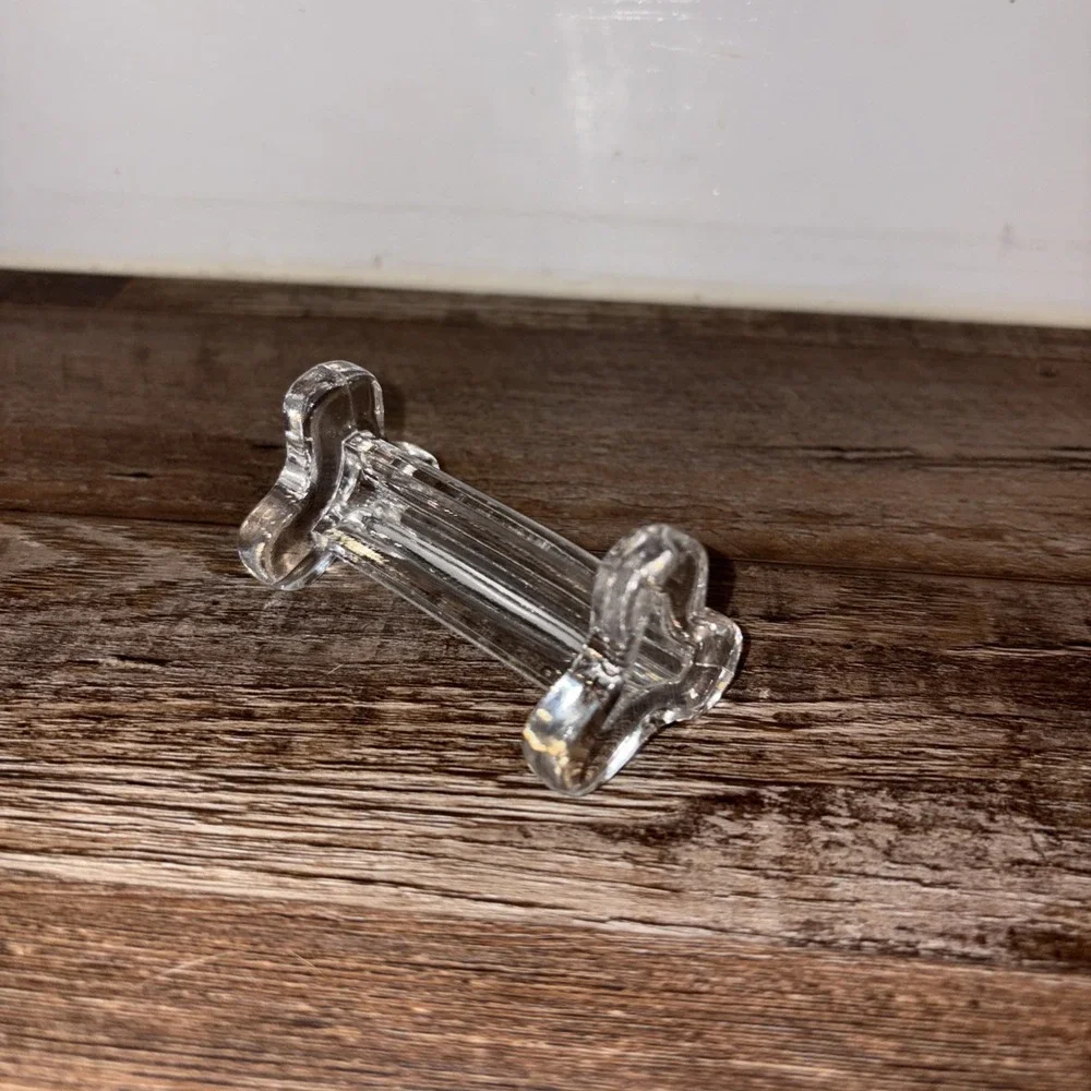Antique French Pressed Glass Knife Holder Clover Leaf End 3
